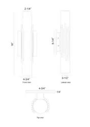 Dimension drawing of Sleek Sixteen Inch Led Wall Sconce With Natural Alabaster Cylinder And Killer Gold Finish For Entryway Or Bedroom Featuring Smooth Touch Dimming And Warm Ambient Glow That Slays Any Space.