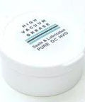 Front view of a white Dow Corning High Vacuum Grease 1/2 oz tub with screw cap
