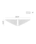 Dimensions of a modern black LED wall sconce featuring sculptural kinetic wings, 24.5" wide by 6.14" high.