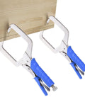 Effortless 11 Inch Quick Release Pocket Hole Clamp Set for 90 Degree Corner Joints with right angle woodworking clamps in use