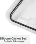 Silicone gasket seal detail of Two Pack Heavy Duty Plastic Storage Bins Thirteen Point Five Gallon Gasket Totes With Airtight Silicone Seals Rock Solid For Garage Basement Or Attic Hella Waterproof And Drop Dead Tough Black.