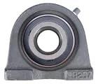 Front view of 1-1/4 Inch Tapped Base Pillow Block Bearing With Wide Inner Ring And Two Set Screws For Shaft, Cast Iron Housing