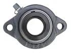 Light Duty 1 Inch Two Bolt Flange Bearing With Lock Collar ALF205-16G FHLF205-16G Cast Iron Housing Grease Zerk Front View