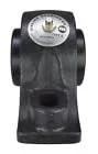 Front view of black metal Type-E heavy-duty two-bolt pillow block bearing for 1-3/4 in shaft