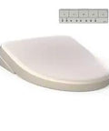 Straight Up Game Changer Elongated Electronic Bidet Toilet Seat With Self Cleaning Wand And Warm Water Cleansing And No Hassle Installation In Sedona Beige Contemporary Design with remote.