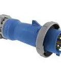 Industrial Grade Male Power Plug With Four Pole Five Wire Setup Rated At 16 Amps for Barge Vapor Recovery, blue color, cord mounted terminals.