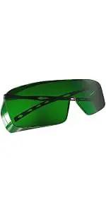Professional Kick Ass Laser Safety Glasses With OD4 Plus Shield and Smooth Adjustable Frame for IPL Hair Removal and Welding Job, green tinted.