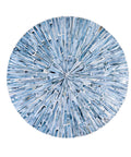 12.6 inch mother of pearl lazy susan turntable with blue starburst design, decorative tray viewed from above.