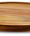 12 Inch Acacia Wood Lazy Susan Organizer For Cabinet And Pantry Kitchen Storage Turntable With 360 Degree Rotation, top view