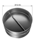 12 Inch Backdraft Damper For Ducts, one way airflow inline vent deflector, auto opening spring, metal construction, front view