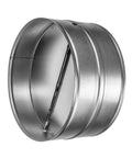 12 Inch Backdraft Damper for ducts, one way airflow inline vent deflector with auto opening spring, side view