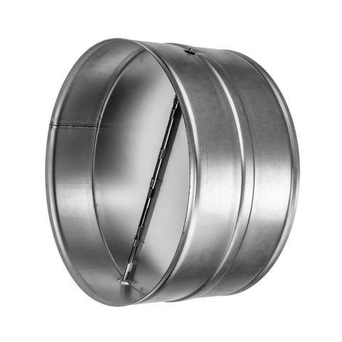 12 Inch Backdraft Damper for ducts, one way airflow inline vent deflector with auto opening spring, side view