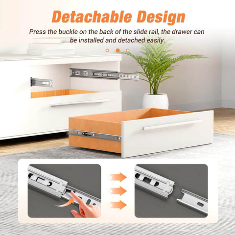 REGUDA Drawer Slides Ball Bearing 3 Folds Full Extension Side Mount Cabinet Runners Glides Rails Track 100 Lbs Load 12 inch