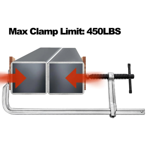 4 Pack 12 Inch Bar Clamps For Welding And Woodworking, Drop Forged Steel F Clamps With 450 Lb Load Capacity, side view