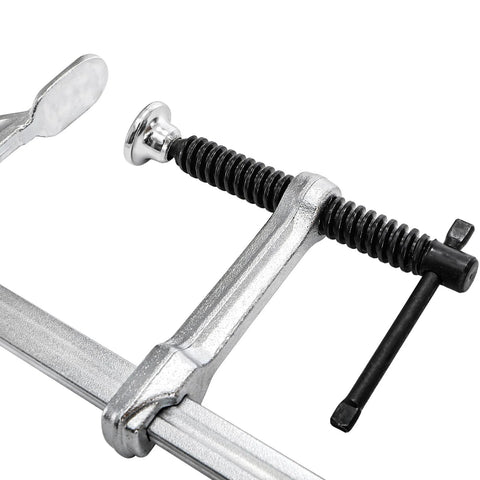 Close-up of 4 Pack 12 Inch Bar Clamps For Welding And Woodworking, Drop Forged Steel F Clamps With 450 Lb Load Capacity