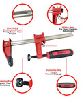 12 inch woodworking bar clamps set with ergonomic handle by HimaPro, showcasing steel rail and quick release features for secure grip.