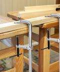 4 Pack 12 Inch Bar Clamps For Welding And Woodworking, Drop Forged Steel F Clamps in use on wooden table, light duty clamp set for crafts.