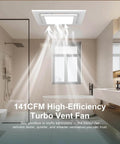 Installed Ultra Quiet 12 Inch Bathroom Exhaust Fan With LED Light 141 CFM Three Color Temperatures 3000K 4000K 6600K Square Vent