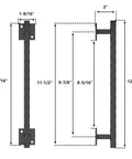 12 Inch Sliding Barn Door Handle Pull In Black Finish With Dimensions For Doors, Gates, Garages, Barns, Sheds, Closets And Sliding Doors