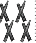12 Inch Full Extension Drawer Slides Set, 4 Pairs (8 Pieces) Ball Bearing Side Mount Rails, Heavy Duty Metal, Black, with Screws