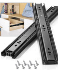Drawer Slides 1 Pair Full Extension 10 12 14 16 18 20 22 24 inch Side Mount Rails Dresser Cabinet Bracket Replacement Ball Bearing Tracks Guide Metal Runner 100 LB (Basic-1 Pair, 12 Inch) shown with screws