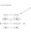 Technical drawing of 12 Inch LED Under Cabinet Lighting Linking Cable And Connector For Flexible End To End Wiring Black LJP0300 BK