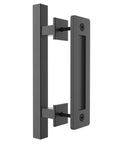 12 Inch Sliding Barn Door Handle Pull And Flush Hardware Set in Rustic Black Finish Anti Rust Steel with Quiet Operation