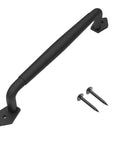 12 Inch Round Rustic Barn Door Handle Black Steel Pull for Sliding Doors and Indoor Outdoor Use Easy Install with screws