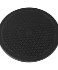 12 Inch Heavy Duty Lazy Susan Rotating Swivel Stand, Steel Ball Bearing Turntable Base, non-slip black surface, top view.