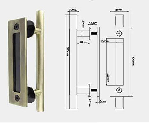 12 Inch Sliding Barn Door Handle Heavy Duty Pull And Flush Set With Large Rustic Two Side Design Ideal For Kitchen Gates Sheds And Garage Doors Antique Bronze Finish Carbon Steel Construction Smooth Edges For Safe Handling And Long Lasting Use.
