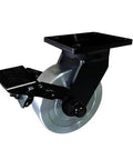 12" inch Caster Wheel 3307 Lbs Brake Cast iron PU - Top Plate Mount, featuring a sturdy design and smooth operation.