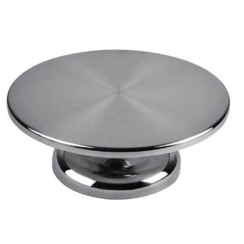 12" Commercial Stainless Steel Cake Making Lazy Susan - Rotating cake stand for decorating cakes.