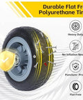 12 Inch Solid Flat Free PU Tire and Wheel, 5/8 Inch Axle Bore, puncture-proof with no inflation needed, heavy duty for carts