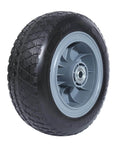 12 Inch Solid Flat Free PU Tire and Wheel, 5/8 Inch Axle Bore, front view showing tread pattern and hub