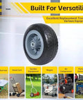 12 Inch Solid Flat Free PU Tire and Wheel, 5/8 Inch Axle Bore, 4 Inch Wide with 3 Inch Offset Hub for various equipment