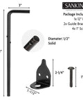 Beefed Up 12 Inch Cane Bolt Drop Rod Gate Hardware Heavy Duty Black Solid Steel Ground Latch with brackets and screws package