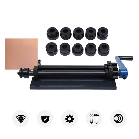 12 Inch Gear Drive Bead Roller Machine with 6 Dies, Bench Mount, Manual Bending, Metal Sheet Tool, Ideal for Vehicle Floor Pans
