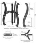 12 Inch Gear Puller Set With 2 Jaw And 3 Jaw Heads Built Tough From Carbon Steel Bearing Puller With Four Single Hole Claws All In One Auto And Mechanical Repair Tool For Cars And Machinery dimensions view