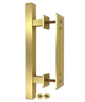 12 Inch Brushed Brass Vintage Gold Barn Door Handle Kit With Closet Door Pull Flush Plate Stainless Steel Pull Handles And Matching Gold Screws