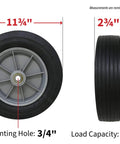Shepherd Hardware 9654 12 Inch x 2-5/8 Inch Hand Truck Replacement Wheel, solid rubber tire, 3/4 inch bore, polypropylene hub, ribbed tread.
