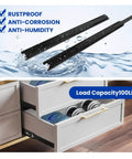 Full Extension Ball Bearing Drawer Slides 8 10 12 14 16 18 20 22 24 Inch Heavy Duty Side Mount File Cabinet Rails Dresser Runner Kitchen Cabinet Drawer Glides,12 Inch,1 Pair,Black, showing black slides and open drawer.