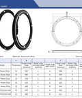 12 Inch Heavy Duty Lazy Susan Hardware, Metal Rotating Turntable Bearing Ring with measurements and specifications chart