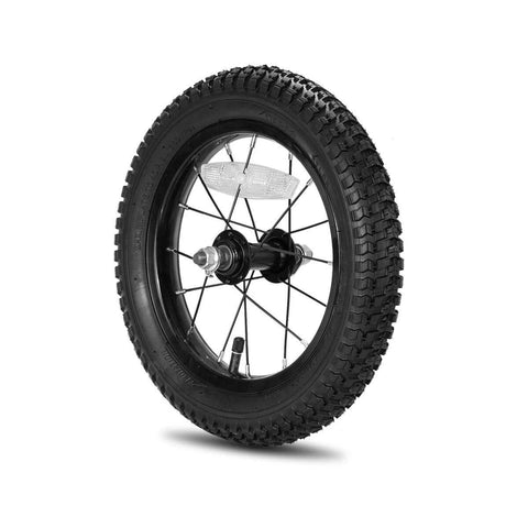 12 Inch Kids Bike Front Wheel Replacement with Air Rubber Tire, Black Steel Rim, Stainless Spokes, 3/8 inch axle