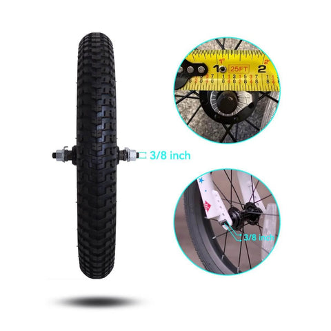 12 Inch Kids Bike Front Wheel Replacement with Air Rubber Tire, Black Steel Rim, Stainless Spokes, 3/8 inch axle detail