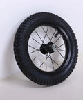 12 Inch Kids Bike Front Wheel Replacement with Air Rubber Tire, Black Steel Rim, Stainless Spokes, 3/8 inch axle, Schrader tube pre mounted