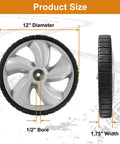 12 Inch Lawn Mower Rear Wheels 2 Pack Replacement for Arnold 490-324-0002 with 12x1.75 Inch size and 1/2 Inch nylon hub