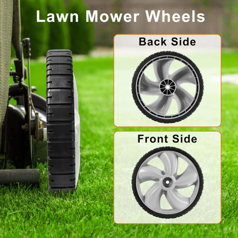 12 Inch Lawn Mower Rear Wheels 2 Pack Replacement for Arnold 490-324-0002 showing front and back sides