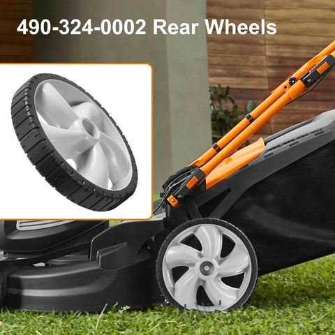 12 Inch Lawn Mower Rear Wheels 2 Pack Replacement for Arnold 490-324-0002 installed on lawn mower