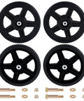 4 Pack 12 Inch Lawn Mower Wheels with Bolts and Lock Nuts, Push Mower Replacement Wheel Kit, black PVC wheels, traction tread