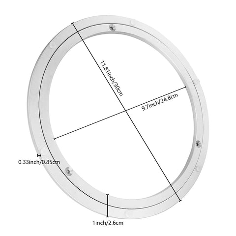 2 Pack 12 Inch Lazy Susan Bearing Set Heavy Duty Aluminum Alloy Turntable dimensions diagram